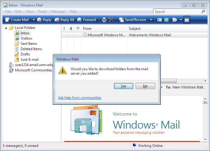 이 점에서 Windows 7의 일부인 이메일 프로그램입니다.